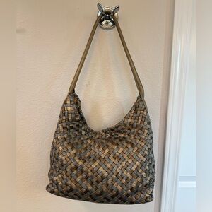Fossil metallic woven leather purse